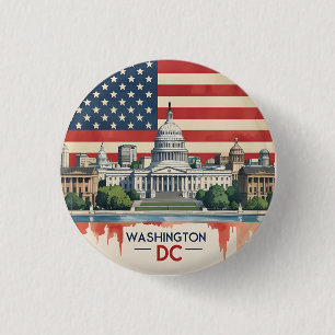 Bóton Redondo 2.54cm Washington DC Skyline