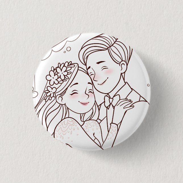 Bóton Redondo 2.54cm Wedding cute badge (Frente)