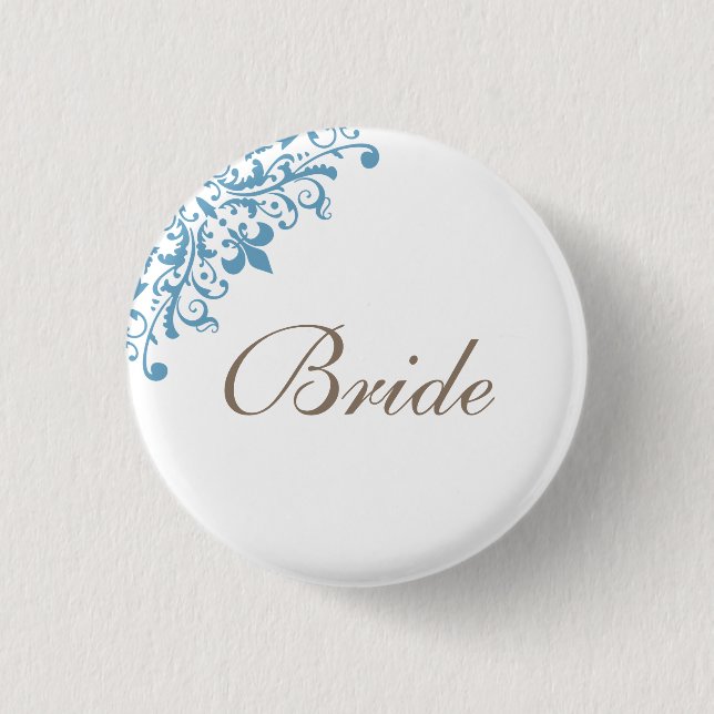 Bóton Redondo 2.54cm White Blue Fleur de Lis Bride (Frente)