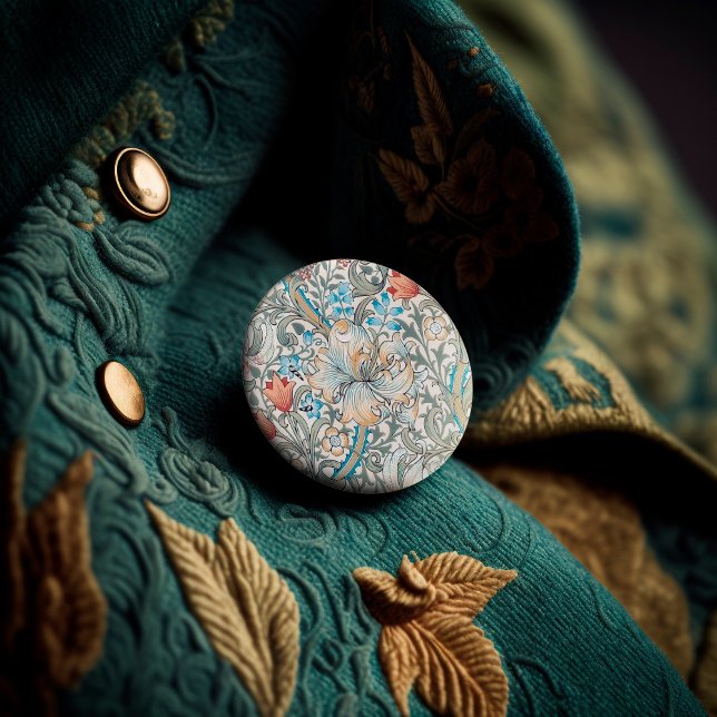 Bóton Redondo 2.54cm William Morris Lily Art Nouveau Button (Criador carregado)