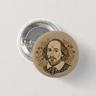 Bóton Redondo 2.54cm William Shakespeare retratat ilustration QUOTE