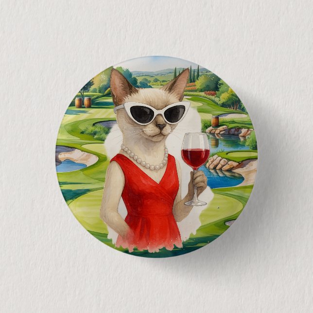 Bóton Redondo 2.54cm  Wine Tasting Event for Cat lovers (Frente)