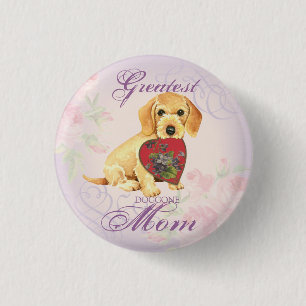Bóton Redondo 2.54cm Wirehaired Dachshund Heart Mãe