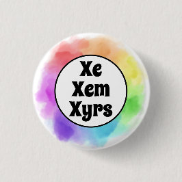 Bóton Redondo 2.54cm Xe Xem Xyrs Pronounes em Círculo de Aquarela