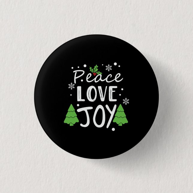 Bóton Redondo 2.54cm Xmas Peace Love Joy (Frente)