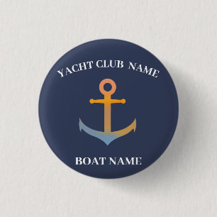 Bóton Redondo 2.54cm Yacht clube de ancoragem azul marina welcom