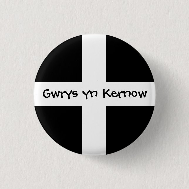Bóton Redondo 2.54cm Yn Kernow de Gwrys - feito em Cornualha (Frente)