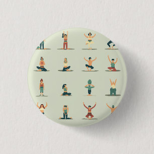 Bóton Redondo 2.54cm Yoga, pilates, botão temático, crachá de alfinete