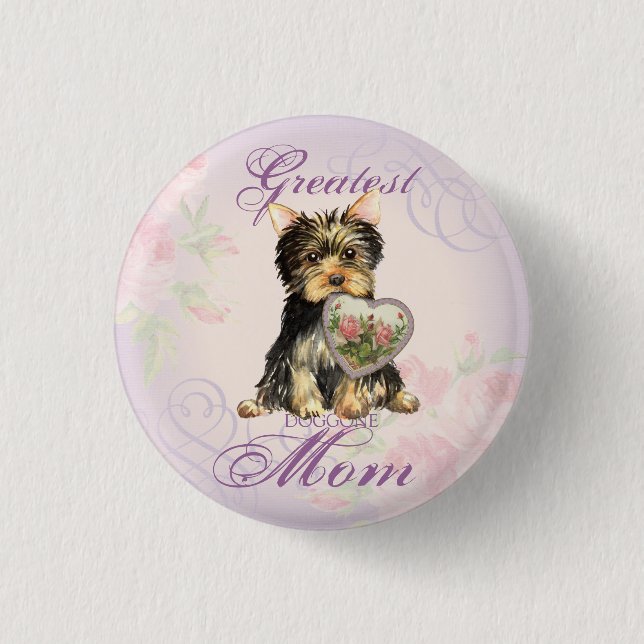 Bóton Redondo 2.54cm Yorkie Heart Mãe (Frente)