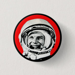 Bóton Redondo 2.54cm Yuri Gagarin - herói & cosmonauta soviéticos