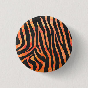 Bóton Redondo 2.54cm Zebra Black e Orange Impressão
