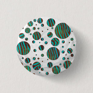 Bóton Redondo 2.54cm Zebra, Bolinhas de Castanho e Teto