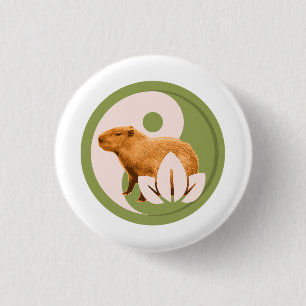 Bóton Redondo 2.54cm Zen Capybara Yin Yang