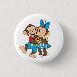 Bóton Redondo 2.54cm Zina and Mimo with a slice of pizza.