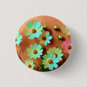 Bóton Redondo 2.54cm Zinnia Elegans Florals
