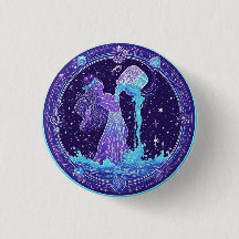 Zodíaco Aquário com Estrelas e Símbolos Místicos