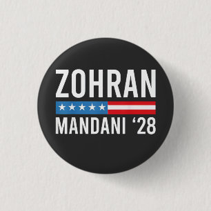 Bóton Redondo 2.54cm Zohran Mamdani Candidato a Prefeito de NYC Bandeir