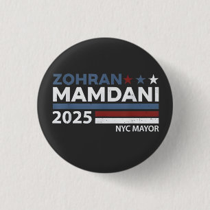 Bóton Redondo 2.54cm Zohran Mamdani Para Prefeito de NYC EUA Democratas