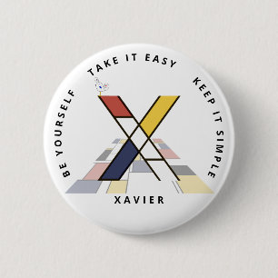 Bóton Redondo 5.08cm С ativando o neoplasticismo Monograma de Arte. Le