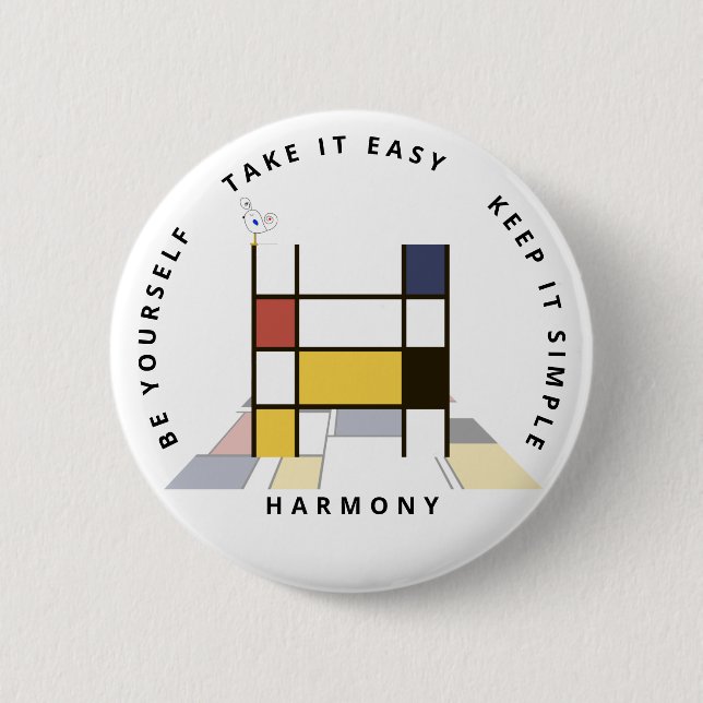 Bóton Redondo 5.08cm С ativando o neoplasticismo Monograma de Arte. Let (Frente)