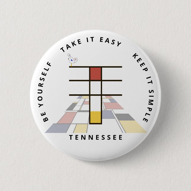 Bóton Redondo 5.08cm С ativando o neoplasticismo Monograma de Arte. Let (Frente)