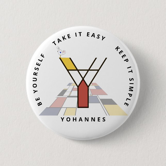 Bóton Redondo 5.08cm С ativando o neoplasticismo Monograma de Arte. Let (Frente)