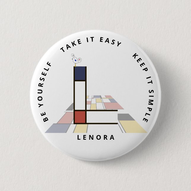 Bóton Redondo 5.08cm С ativando o neoplasticismo Monograma de Arte. Let (Frente)