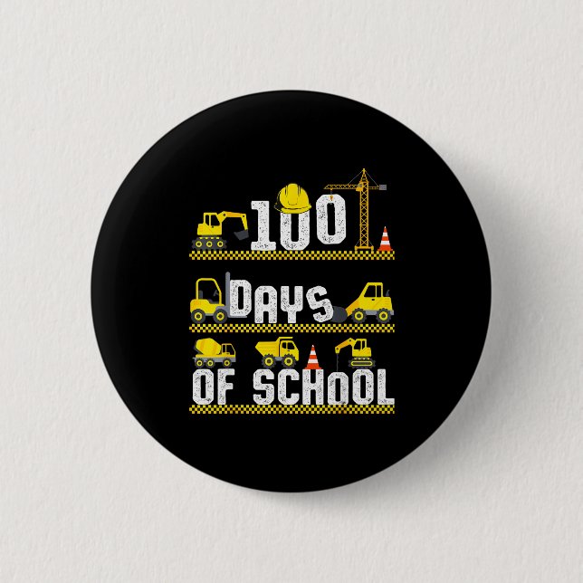 Bóton Redondo 5.08cm 100 Days Of School Construction Truck 100th Day Bo (Frente)