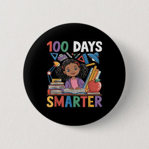 Bóton Redondo 5.08cm 100 Dias De Camisa De Escola Afro Meninas 100 Dias