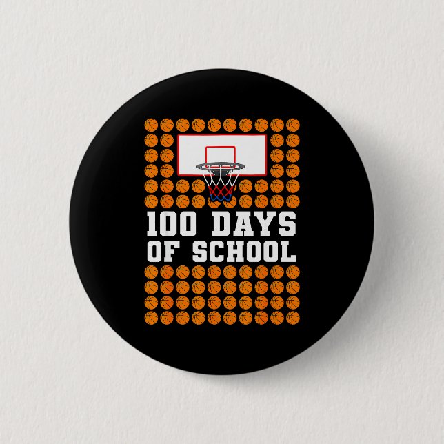 Bóton Redondo 5.08cm 100th Day Of School Basketball Kids 100 Days Of Sc (Frente)