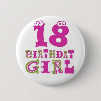 18o Crachá do botão da menina do aniversário