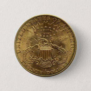Bóton Redondo 5.08cm 1904 moeda de vinte dólares, parte traseira
