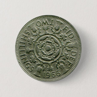 Bóton Redondo 5.08cm 1966 Ingleses botão de dois xelins