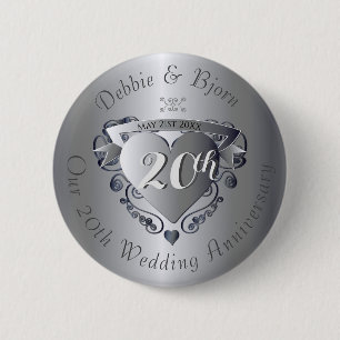 Bóton Redondo 5.08cm 20: Aniversário de Casamento Ouvir Emblem