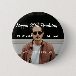 Bóton Redondo 5.08cm 20 de feliz simples data add name mod