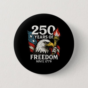 Bóton Redondo 5.08cm 250 Anos De Liberdade Usa Bald Eagle America Flag