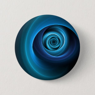 Bóton Redondo 5.08cm 3D Cores Azuis Espirais Modernas Abstrato de Arte