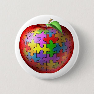 Bóton Redondo 5.08cm 3D quebra-cabeça Apple