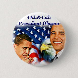 Bóton Redondo 5.08cm 44 &45º Presidente Obama, EUA_
