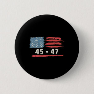 Bóton Redondo 5.08cm 45 47 Presidente Trump Vintage American Flag 2025 