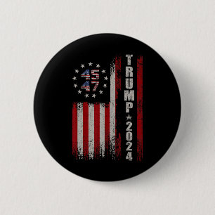 Bóton Redondo 5.08cm 45 47 Trump 2024 American Flag