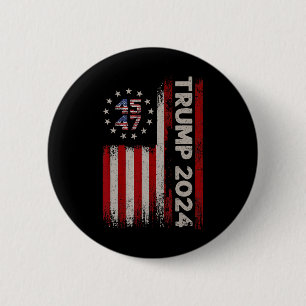 Bóton Redondo 5.08cm 47 Donald Trump 2024 Bandeira Americana Eleições 2