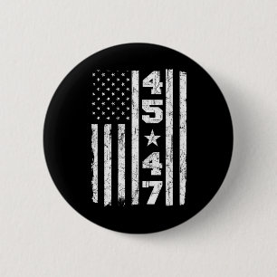 Bóton Redondo 5.08cm 47 Trump Vintage Estados Unidos Flag 2024 Presiden