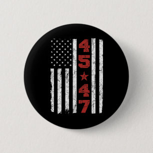 Bóton Redondo 5.08cm 47 Trump Vintage Estados Unidos Flag 2024 Presiden