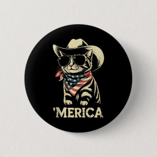 Bóton Redondo 5.08cm 4 De Julho Cat Cowboy Merica Kitten Patriot Boys