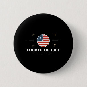 Bóton Redondo 5.08cm 4 De Julho De Bandeira Americana