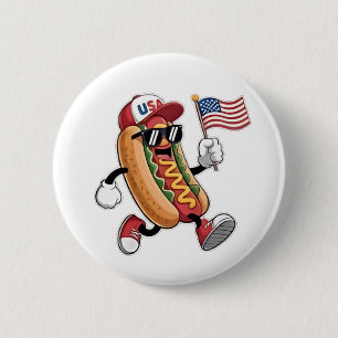 Bóton Redondo 5.08cm 4 de julho, Hotdog American Independence 1776