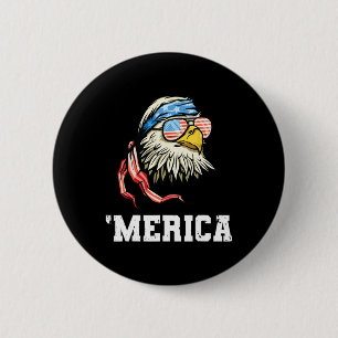 Bóton Redondo 5.08cm 4 De Julho Merica Usa Flag Byld Eagle Patriotic V