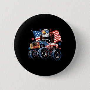 Bóton Redondo 5.08cm 4 De Julho Monster Truck Bald Eagle American Flag
