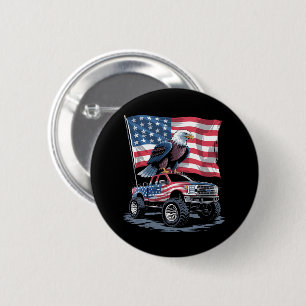 Bóton Redondo 5.08cm 4 de Julho Patriótico Bandeira Americana Águia EUA